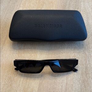 Balenciaga Black Rectangular Sunglasses